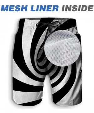 Board Shorts Mens Summer Swim Trunks 3D Graphic Quick Dry Funny Beach Board Shorts with Mesh Lining - A-white-black - CL18NW6...