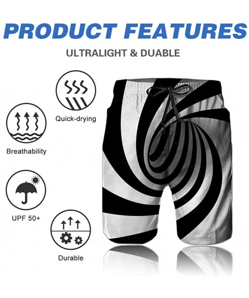 Board Shorts Mens Summer Swim Trunks 3D Graphic Quick Dry Funny Beach Board Shorts with Mesh Lining - A-white-black - CL18NW6...