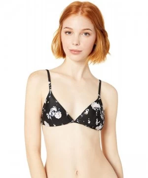 Tops Women's Cosmic Flower Triangle Bikini Top - Black - C718CD8Z4ZE