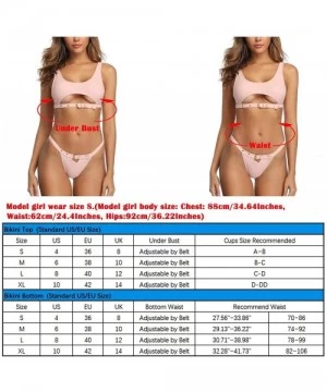 Bottoms High Neck Bikini Brazilian Bikinis Sexy Swimsuits for Women High Cut Bathing Suit Women Belt Swimwear Pink - Pink - C...