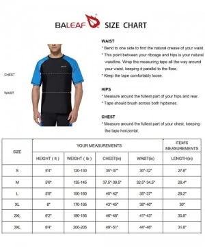 Rash Guards Men's Short Sleeve Solid Sun Protection Quick-Dry Rashguard Swim Shirt UPF 50+ - Black/Lake Blue - CJ194MH6UZE