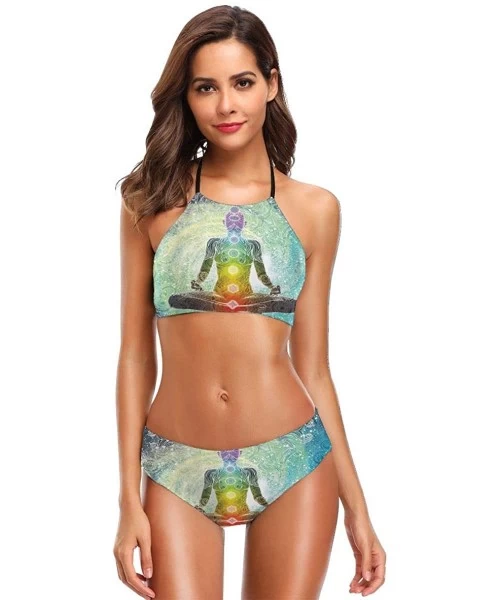 Sets Yoga Mandala Zen Meditation Hippie Chakra Womens Sexy Low Bodysuit High Cut Sport Two Piece Swimsuits Halter Bikini Set ...