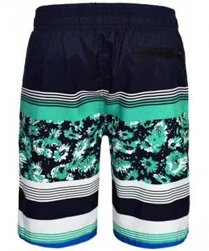 Trunks Men's Quick Dry Swim Trunks Beach Shorts with Mesh Lining - Black&green - CH18QZKKAAH