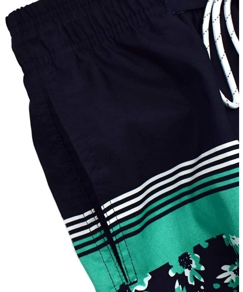 Trunks Men's Quick Dry Swim Trunks Beach Shorts with Mesh Lining - Black&green - CH18QZKKAAH