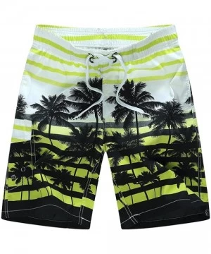 Board Shorts Men's Swimming Trunks Quick-Dry Sport Beach Shorts with Mesh Lining - Yellow - CK189INMW9C