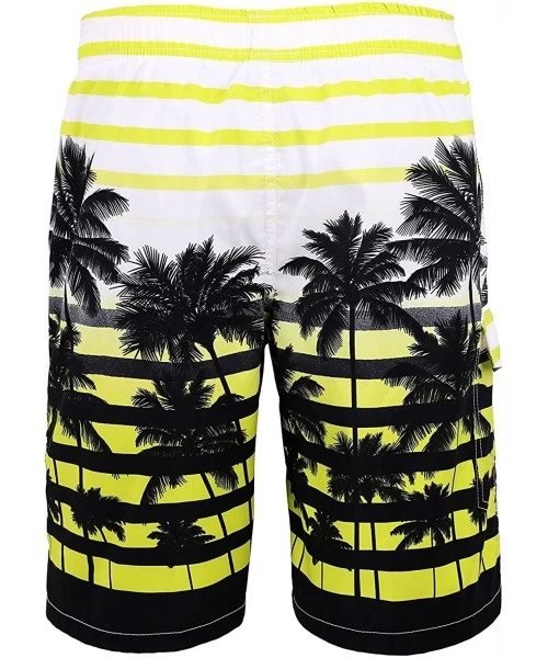 Board Shorts Men's Swimming Trunks Quick-Dry Sport Beach Shorts with Mesh Lining - Yellow - CK189INMW9C