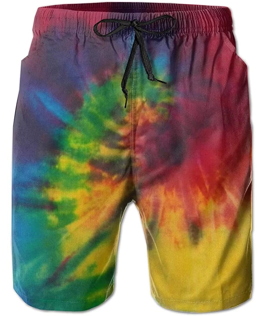 Board Shorts Men Bathing Suit Swim Trunks Quick Dry Beach Shorts - Psychedelic Trippy Field - Tie Dye Peace - C918WTMDC97