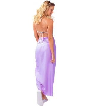 Cover-Ups Womens Solid Fringeless Swimsuit Cover-up Sarong - Lavender - CW11IWMMDQ9