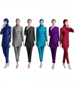 Racing Women Modest Muslim Swimsuit Full Coverage Swimwear Islamic Hijab Ladies Beachwear Swimming Burkini Swim Suit Black - ...