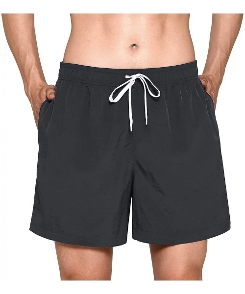 Board Shorts Mens Swim Trunks Quick Dry Bathing Suits Board Shorts Mesh Lining Swimwear with Pockets - A-black - CQ18UYCS202