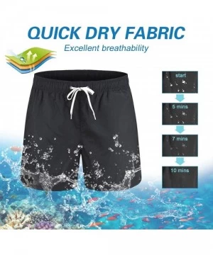 Board Shorts Mens Swim Trunks Quick Dry Bathing Suits Board Shorts Mesh Lining Swimwear with Pockets - A-black - CQ18UYCS202