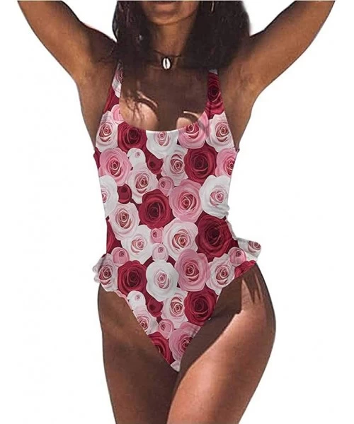 Bottoms Swimwear Rose- Modern Style Pink Blossoms Comfortable and Sexy - Multi 10-one-piece Swimsuit - CN19E7DKHGC