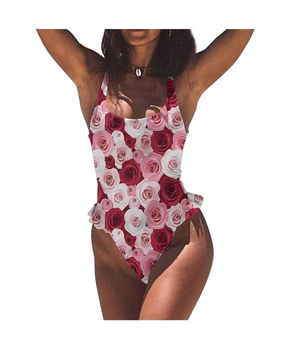 Bottoms Swimwear Rose- Modern Style Pink Blossoms Comfortable and Sexy - Multi 10-one-piece Swimsuit - CN19E7DKHGC