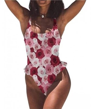 Bottoms Swimwear Rose- Modern Style Pink Blossoms Comfortable and Sexy - Multi 10-one-piece Swimsuit - CN19E7DKHGC