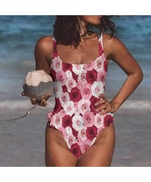 Bottoms Swimwear Rose- Modern Style Pink Blossoms Comfortable and Sexy - Multi 10-one-piece Swimsuit - CN19E7DKHGC