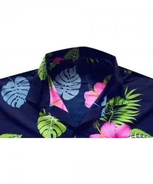 Cover-Ups Men's Cool Funky Design Button Down Short Sleeve Hawaiian Shirt - Navy Blue_w342 - CZ12DDPO44X