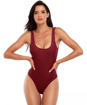 One-Pieces Womens One Piece U Back Swimsuits Tummy Control Bathing Suit Swimwear - Red - C819E9A6ANU