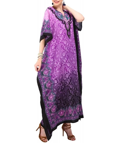 Cover-Ups Ladies Kaftans Kimono Maxi Style Dresses Suiting Teens to Adult Women in Regular to Plus Size - 101-purple - CR12MA...