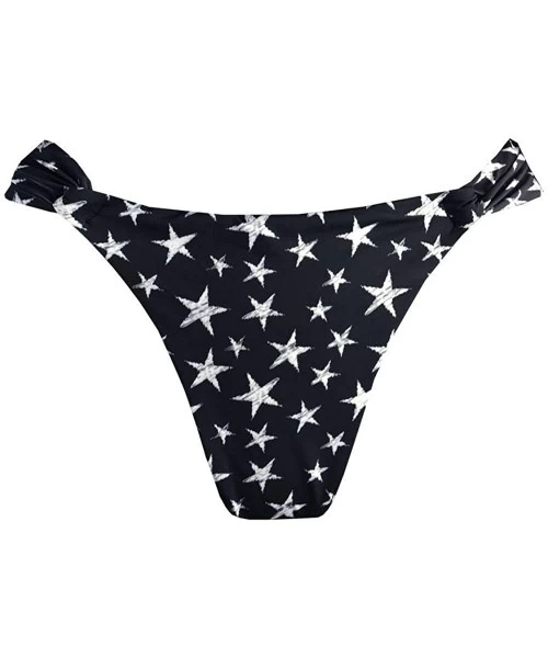 Bottoms Black Dawn Stars Brazilian Classic Side Scrunch Bikini Bottom - C9190NGONG6