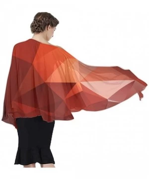 Cover-Ups Women Girl Fashion Chiffon Scarf Bikini Cover Up Summer Beach Sarong Wrap - Red Abstract Block - CH19C4CEILR