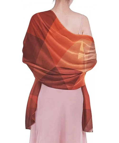 Cover-Ups Women Girl Fashion Chiffon Scarf Bikini Cover Up Summer Beach Sarong Wrap - Red Abstract Block - CH19C4CEILR