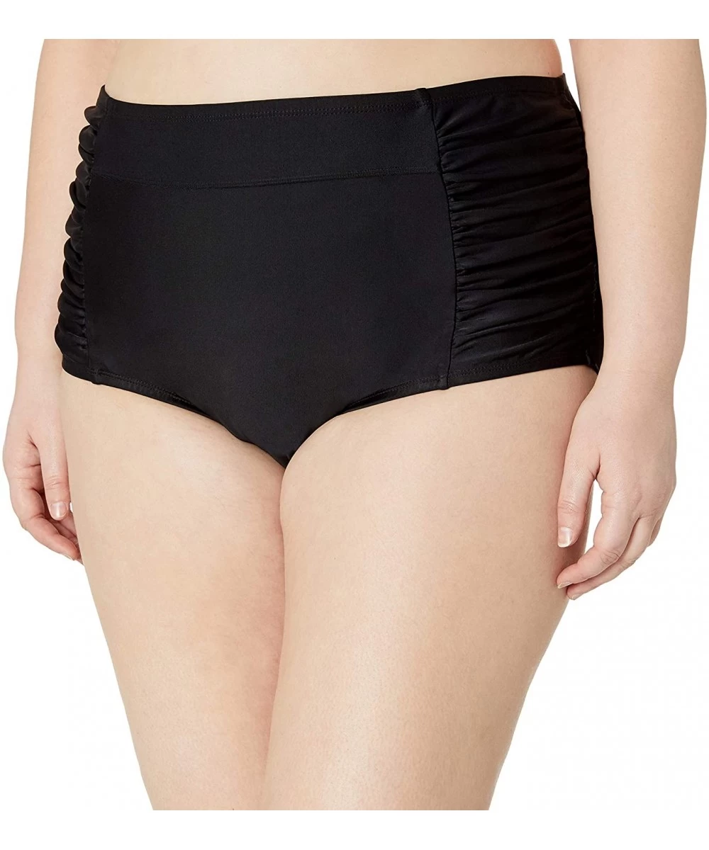 Bottoms Plus Size Bikini Bottom - Black Shirred Side - CJ182OETQSZ