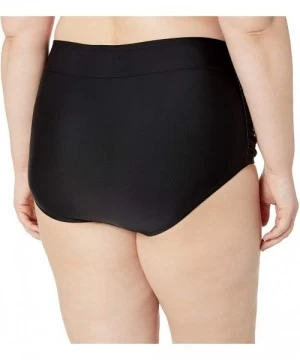 Bottoms Plus Size Bikini Bottom - Black Shirred Side - CJ182OETQSZ