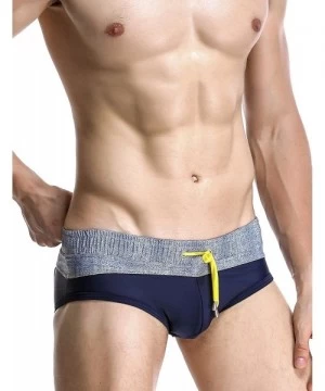 Briefs Mens Low Rise Sexy Sport Swimwear Trunk Boxer Brief - 2860 Navy - CU12KED6B75