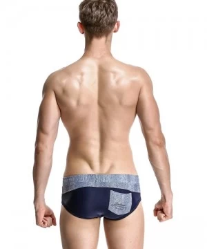 Briefs Mens Low Rise Sexy Sport Swimwear Trunk Boxer Brief - 2860 Navy - CU12KED6B75