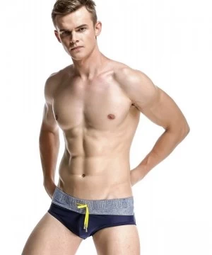 Briefs Mens Low Rise Sexy Sport Swimwear Trunk Boxer Brief - 2860 Navy - CU12KED6B75