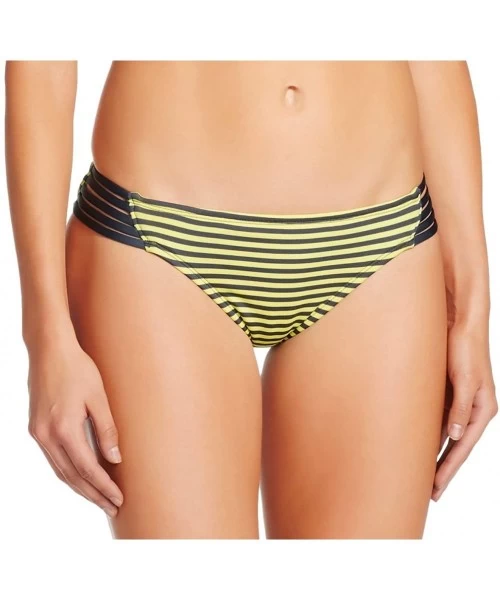 Bottoms Mossimo Women's Strappy Hipster Bikini Bottom - Lemon Yellow/Slate Grey Stripe - CC183C6IXOW