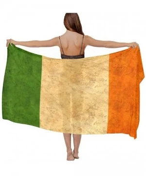 Cover-Ups Women Chiffon Scarf Sunscreen Shawl Wrap Swimsuit Cover Up Beach Sarongs - Vintage Aged Irish Flag - CE19C6ND2QD