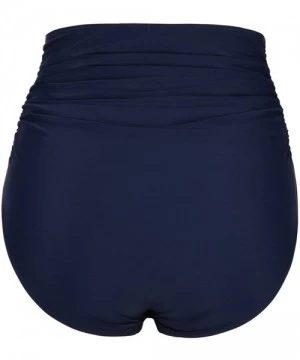 Bottoms Women's High Waisted Bikini Bottom Ruched Swim Brief Swim Shorts - Navy - CL182DKQ4RU