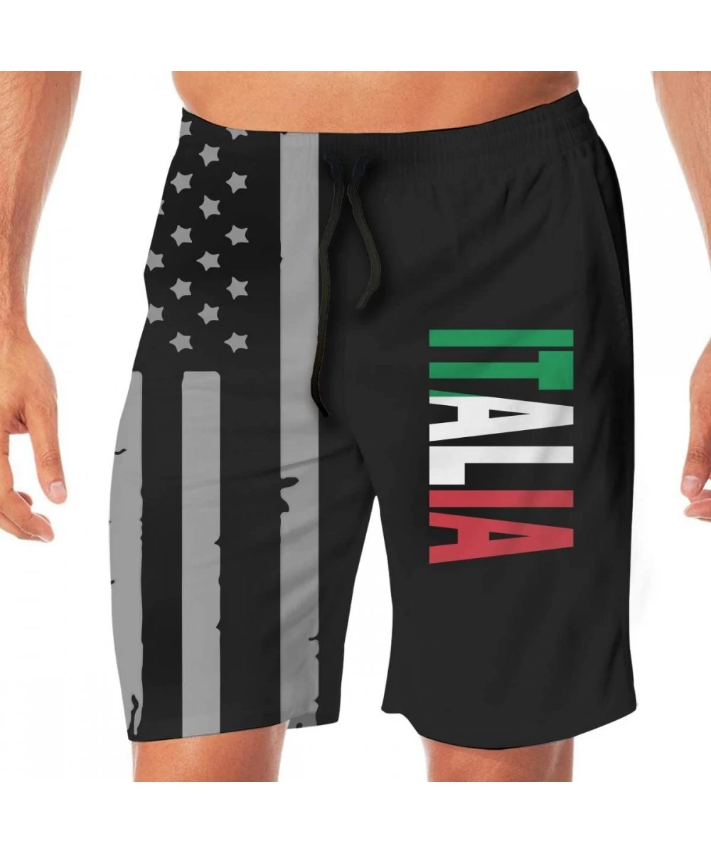 Board Shorts Italia Flag Italian Men's Swim Trunks Household Pants Swimming Trunks - White - C518N070WHC