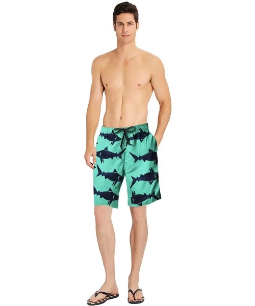 Trunks Mens Swim Trunks Summer Cool Quick Dry Board Shorts Bathing Suit with Side Pockets Mesh Lining S-XXXL - Fish - CQ18EQD...