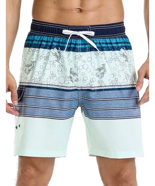 Trunks Men's Quick Dry Soft Relaxed Fit Drawstring Swim Trunks - Green-241 - C8194027N3G