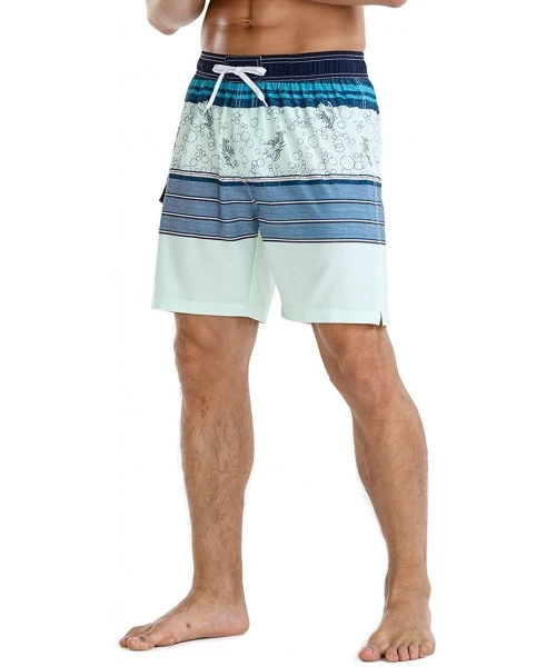 Trunks Men's Quick Dry Soft Relaxed Fit Drawstring Swim Trunks - Green-241 - C8194027N3G