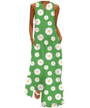 Cover-Ups Maxi Dress For Women丨deep Boho Print Dress丨womens Loose Party Dress - Green 3 - C0198UUZKMC