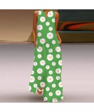 Cover-Ups Maxi Dress For Women丨deep Boho Print Dress丨womens Loose Party Dress - Green 3 - C0198UUZKMC