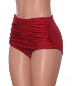 Tankinis Women's High Waisted Swim Bottom Ruched Bikini Tankini Swimsuit Briefs Plus Size Bathing Suit - Red - CZ18S6QCQLR