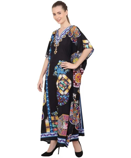 Cover-Ups Kaftan Dress - Caftans for Women Women's Caftans Suiting Teens to Adult Women in Regular to Plus Size 145 black - C...