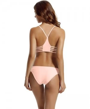 Sets Women's Strap Side Bottom Halter Racerback Bikini Bathing Suits (FBA) - Euphoria Pink - CB12GGTCNMN