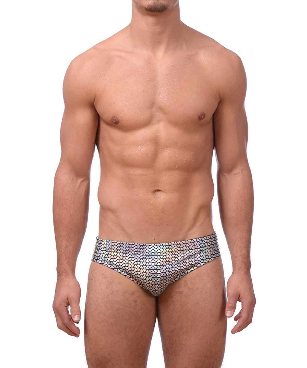 Briefs Mens New Hot Print Body Bikini Swimsuit - Black Pyramid - CR12NTWSR7Z