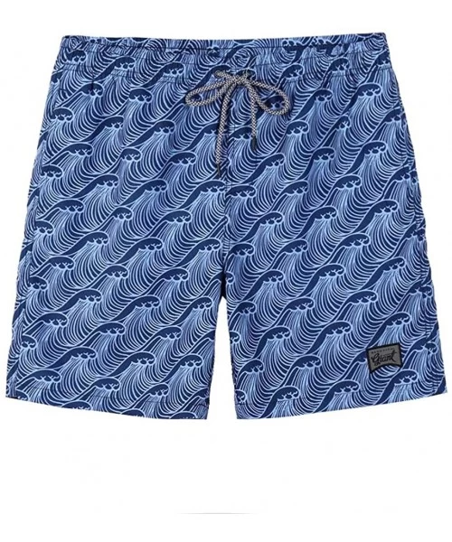 Board Shorts Men's Swim Trunks Quick Dry Beach Shorts with Mesh Lining - Spindrift-navy - C618WE87QHR