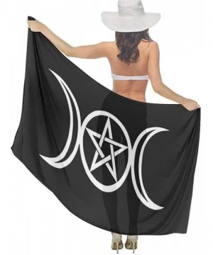 Cover-Ups Women Fashion Shawl Wrap Summer Vacation Beach Towels Swimsuit Cover Up - Triple Moon Pentacle Pagan - CC190TRWM6O