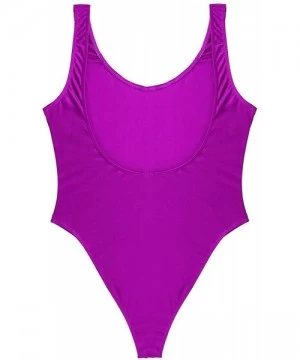 One-Pieces Women's One Piece Bodysuit High Cut Swimsuit Bikini Thongs Gymnastics Leotard - Purple U Back - CE18E83HL9K