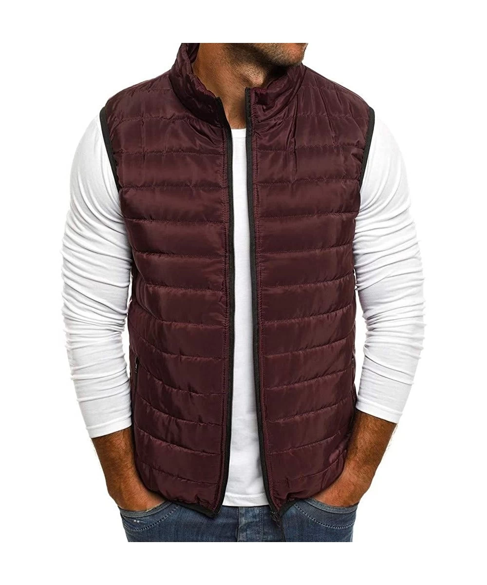 Racing Mens Vest Jacket Winter Warm Waistcoat Lightweight Zipper Sleeveless Water-Resistant Packable Puffer Down Coat - Wine ...