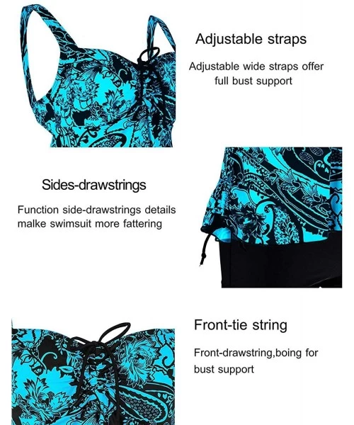 Sets Women's Two Piece Plus Size Swimsuit Adjustable Shoulder Straps Swimwear Paisley Print Bathing Suits - Blue - CI18U3S0MXY