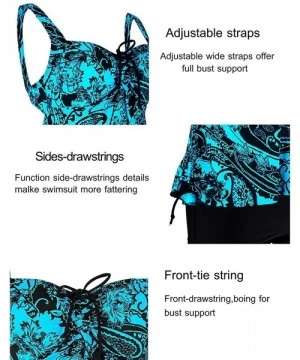 Sets Women's Two Piece Plus Size Swimsuit Adjustable Shoulder Straps Swimwear Paisley Print Bathing Suits - Blue - CI18U3S0MXY