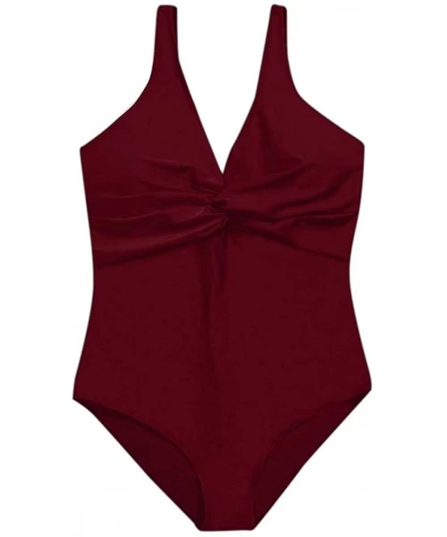 Racing Women's Athletic Training One Piece Tankini Swimsuit Racerback Push Up Swimwear Ruch Long Torso Bathing Suit Wine Red ...